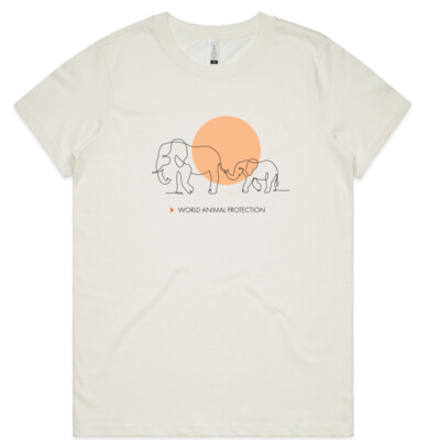 Women's organic t-shirt: Elephants belong in the wild Thumbnail
