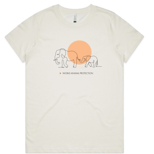 Women's organic t-shirt: Elephants belong in the wild Thumbnail