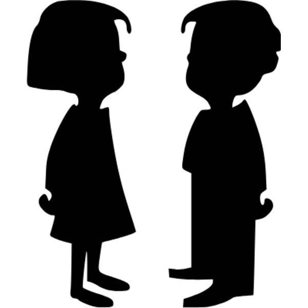 small girl and boy silhouette Thumbnail
